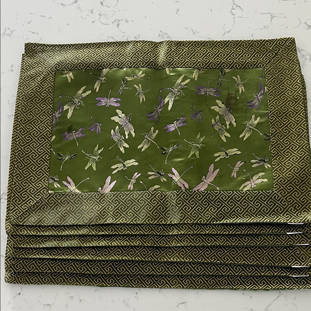 Green and Gold Dragonfly Placemats - set of 6